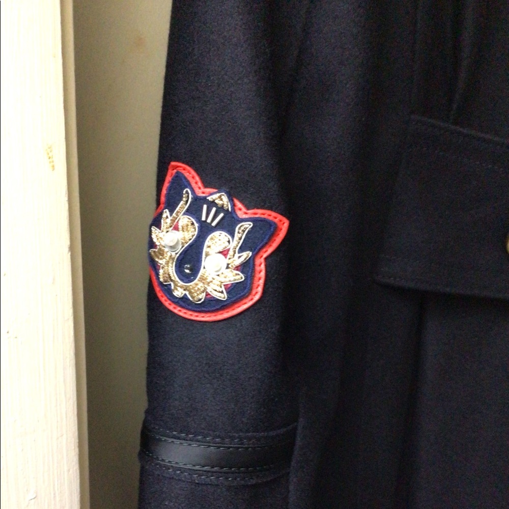 Coach blue 1941 women’s double breasted Pea Coat with patches. - Picture 6 of 8
